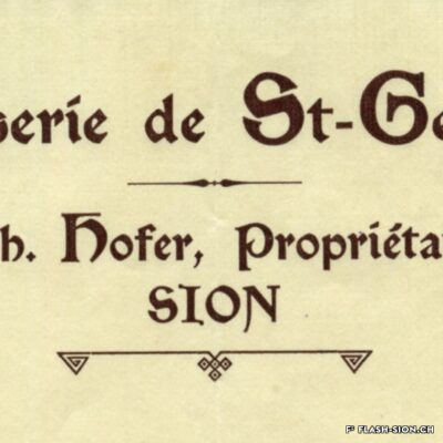 En-tête de lettre de la Brasserie Saint-Georges reprise par Jean Hofer en 1880, Archives de la Ville de Sion