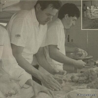 Pour la Fête du Goût 2003, les Moulins de Sion et l’Association du Pain de seigle valaisan font découvrir la confection de celui-ci dans une boulangerie mobile, La Terre valaisanne, 25 septembre 2003