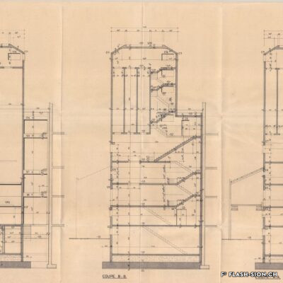 Plan pour la construction d’un silo à blé et modification du bâtiment administratif, Michel Andenmatten, 1982, Archives de la Ville de Sion