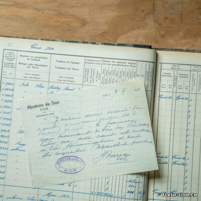Registre des animaux dont la viande a été inspectée, 1954 © Pentamedia, Archives de la Ville de Sion