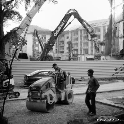Démolition du complexe de la Matze, 2014 © Claude Coeudevez, Archives de la Ville de Sion