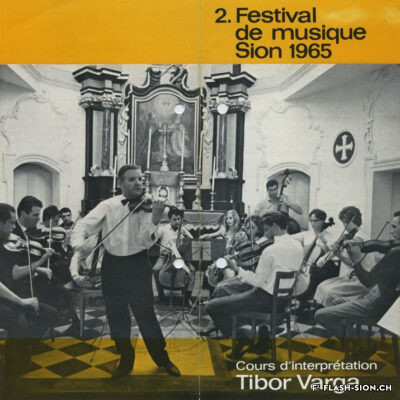 Dépliant pour la deuxième édition du Festival Tibor Varga et du cours d’interprétation, 1965, Archives de la Ville de Sion