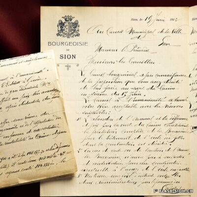 Correspondances de la Bourgeoisie lors de la vente du Casino à la Municipalité, janvier à juin 1912 © Pentamedia, Archives de la ville de Sion, 2023