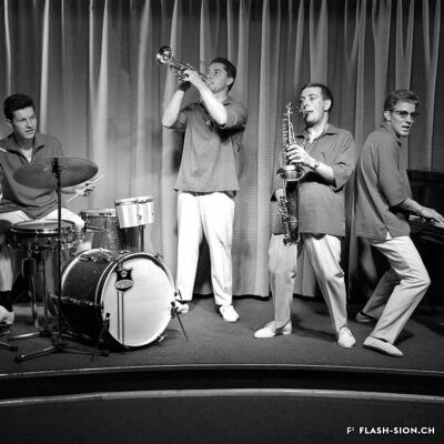 Orchestre Puttalaz-Schmid-Sauthier-Taramarcaz au dancing de la Matze, Sion, 1960 © Philippe Schmid, Médiathèque Valais - Martigny
