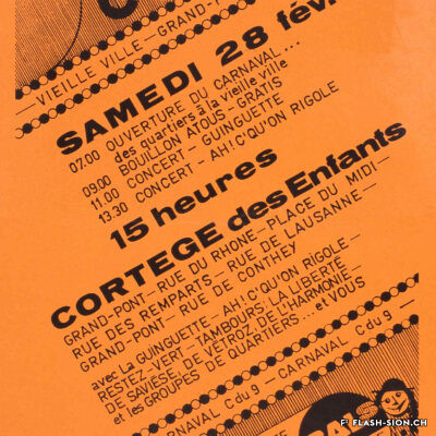 Affiche « C du 9 » pour le premier carnaval organisé par l’association du Carnaval de Sion, 1976, Médiathèque Valais – Sion