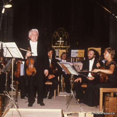 Tibor Varga et son orchestre lors du Festival Tibor Varga, 1980, Archives de la Ville de Sion